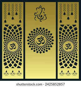 Diseño de Om Jali, Om cnc cortar jali, corian jali para la ventana de la puerta del templo Mandir etc.