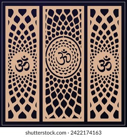 Om Jali design used for temples, Mandir. Om acrylic jali, corian jali and mdf jali.