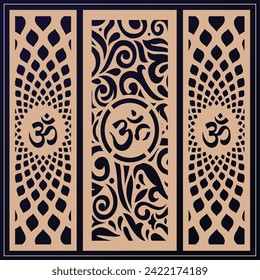 Om Jali design used for temples, Mandir. Om acrylic jali, corian jali and mdf jali.