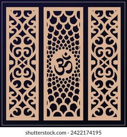 Om Jali design used for temples, Mandir. Om acrylic jali, corian jali and mdf jali.