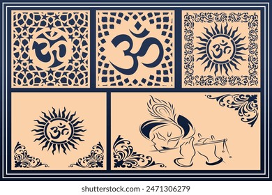 Om Jali design used for temples, Mandir. Om acrylic jali, corian jali and mdf jali Vector.