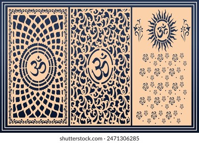 Om Jali design used for temples, Mandir. Om acrylic jali, corian jali and mdf jali Vector.