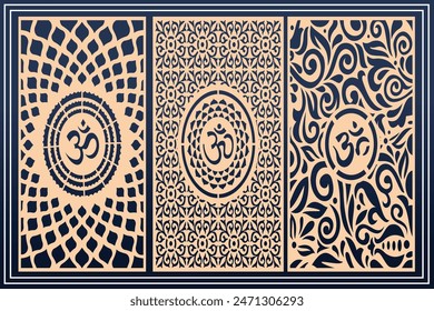 Om Jali design used for temples, Mandir. Om acrylic jali, corian jali and mdf jali Vector.