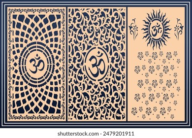 Om Jali design used for temples, Mandir. Om acrylic jali, corian jali and mdf jali Vector.