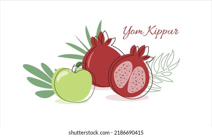 om Kippur banner. Yom Kippur symbols. vector illustration