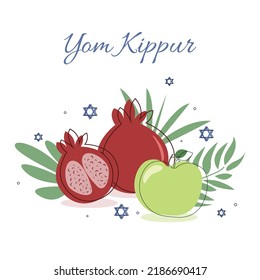 Pancarta de om Kippur. Símbolos de Yom Kippur. ilustración vectorial