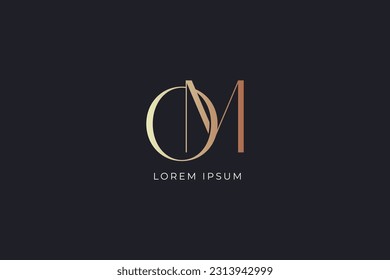 Om letter fashion brand design modern style creative golden wordmark design typography illustration, om initials, om golden luxury 
