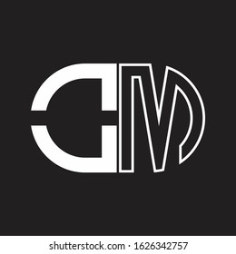 OM Letter logo monogram with oval shape negative space design template