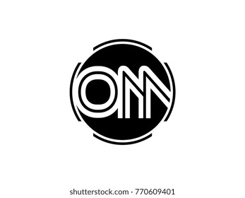 OM letter logo round black