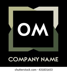 OM letters business logo creative  icon design template elements in abstract background logo, design identity in square with four colors, modern alphabet letters
