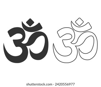 Om line icon set symbol vector flat illustration