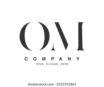 OM logo design. Initial letter o and m serif font style. Creative classic company name typography. Trendy logotype or identity. Vector illustration.