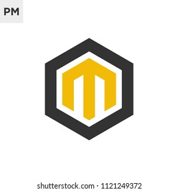 OM logo letter initial, Abstract polygonal Background Logo,