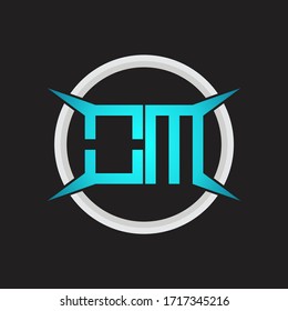 Monograma del logotipo OM con plantilla de diseño de forma circular y de cuatro ejes