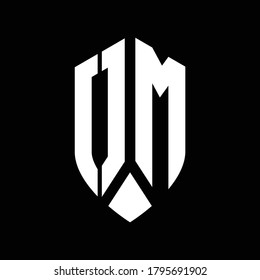 om logo monogram with emblem shield style design template