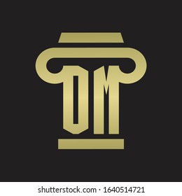 OM Logo monogram with pillar style design template with gold colors