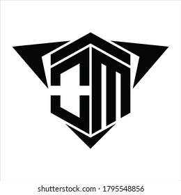 Monograma del logotipo OM con flecha de alas alrededor de la plantilla de diseño sobre fondo blanco