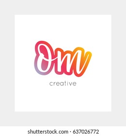 OM logo, vector. Useful as branding, app icon, alphabet combination, clip-art.