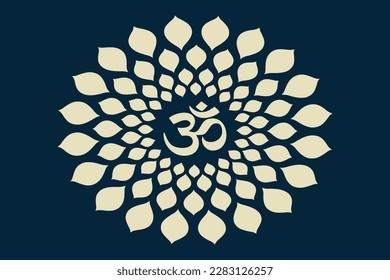 Om mandala design. Geometric circle design White background. om vector design in between circle leaf design.