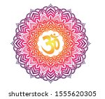 Om with mandala gradient illustration, on symbol mandala graphic.