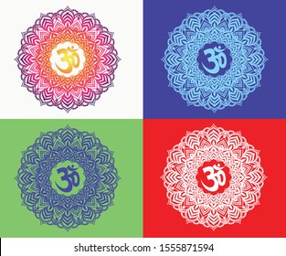 Om mandala vector graphic illustration, on mandala gradient graphic design.