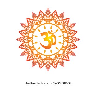 Om with mandala zentangle gradient vector graphic design.