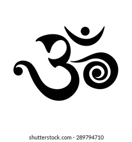 Om Mantra, Spiritual Symbol, Vector, Isolated, Buddhism