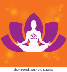 om meditating. vector illustration symbol indian buddhism yoga hinduism vector pattern