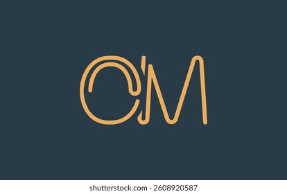 OM Minimalistic Line Art Logo Design with Abstract Lettering. Abstract minimalistic logo design featuring a sleek line art style.
