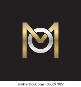 OM MO initial company square M shape silver gold logo black background