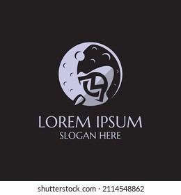 OM o MO de la plantilla de logotipo de cohetes de carta vectores que rodean la luna, Perfecto para usar para empresas de tecnología, comunicación o relacionadas.