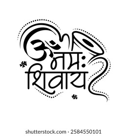 Om Namah Shivay Hindi Text Typography Design, Writing in Hindi Language