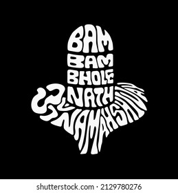'Om Namah Shivay' Lord Shiv Mantra lettering. Bam Bam Bhole Nath. Shiv ling lettring icon. Happy Mahashivratri greetings. 