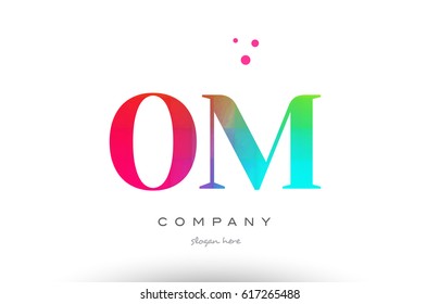 OM O M creative rainbow colors colored artistic alphabet company letter logo design vector icon template