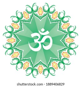 Om, Ohm, Aum Symbol Of Hinduism Vector Illustration. Yoga, Meditation, Relaxation. Indian Religious Sign Om