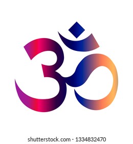 Om Ohm Symbol Gradient Color On White Background. Vector Illustration Indian Culture India Spiritual Yoga Om Icon