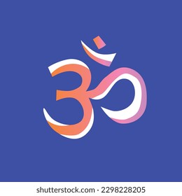 Om on the background of a lotus. Yoga icons. Relaxing environment. Cartoon flat style. Concept of meditation. Healthy lifestyle. Instagram Highlights covers.