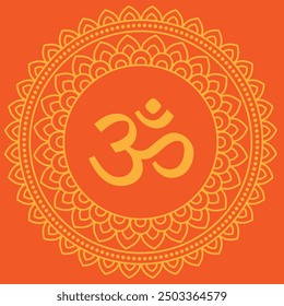 OM on orange Mandala background a Sacred Balance of Spirituality and Serenity