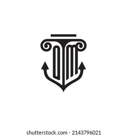 OM pillar and anchor combination concept logo in high quality design