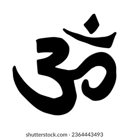 OM sacred sound symbol in doodling style. Om Mantra - sound of life, Buddhism, spiritual symbol, yoga, meditation. Hand drawn art.