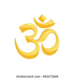 Om sign icon in cartoon style isolated on white background. Religion symbol