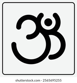 Om Sign Icon: Sacred symbol in Hinduism, Buddhism, and Yoga, representing the divine, eternal spirit, peace, and harmony; Aum, mantra, aumkara, sacred sound, used in meditation, yoga, and spirituality