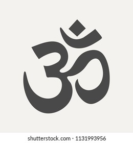 Om sign isolated on white background. Sacral symbol of Hinduism, Buddhism or Vedic tradition. Vector illustration