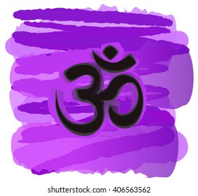 Om sign on an indigo background of the Third Eye 6th Chakra