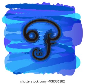 Om sign in tamil on a blue background of the Throat 5th Chakra