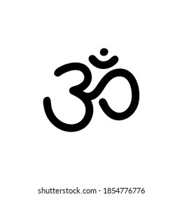Om sign. Vector sacral icon. Meditation symbol. Yoga. Black line illustration