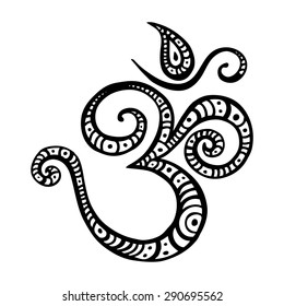 Om Symbol. Aum, Ohm. Hand Drawn Detailed Vector Illustration.