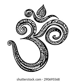 Om Symbol. Aum, Ohm. Hand Drawn Detailed Vector Illustration.