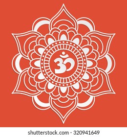 Om symbol with decorative indian ornament Mehndi for your design