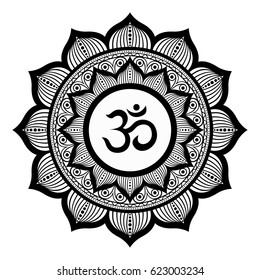 Om Symbol. Ethnic Mandala. Round Ornament. Vector Art